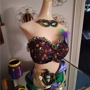 Vibrant Mardi Gras Embellished Bra/Top